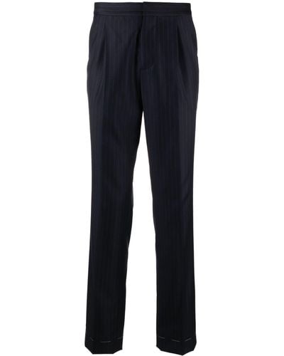 Brunello Cucinelli Tailored Cropped Striped Pants - Blue