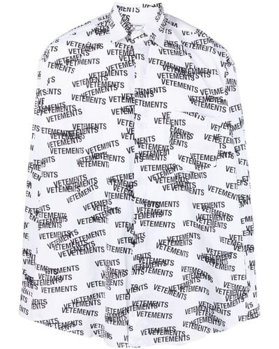 Vetements Logo-print Cotton Shirt - Gray