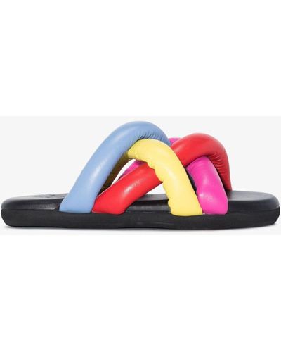 Moncler Genius 1 Moncler Jw Anderson Multicolour Braided Slides - Women's - Calf Leather/rubber - White