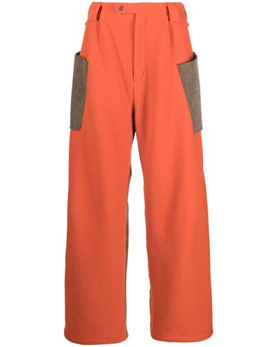 Kiko Kostadinov Meno Panelled Wide-leg Trousers - Orange