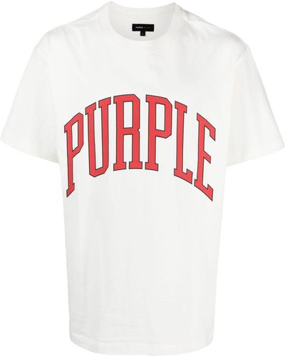 Purple Brand Collegiate Logo-print Cotton T-shirt - Men's - Cotton - White