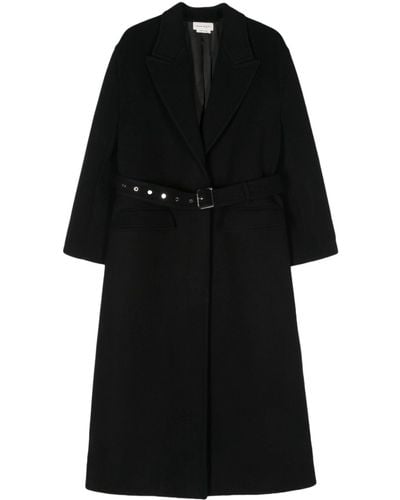 Alexander McQueen Belted Wool-blend Coat - Black