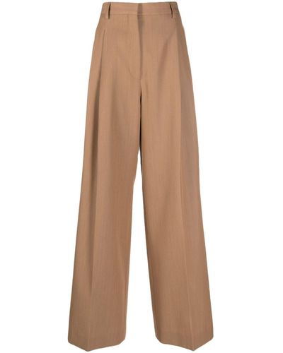 Burberry Brown Wide-leg Tailored Pants - Natural