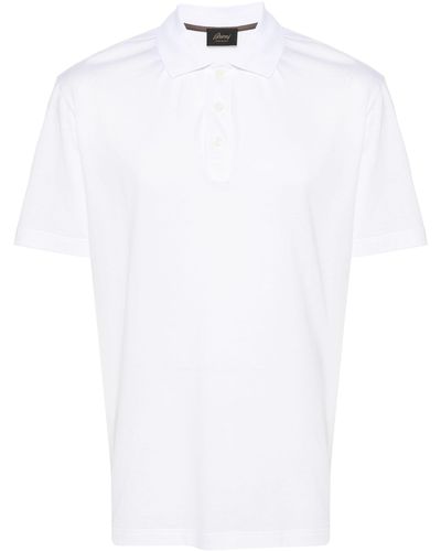 Brioni Short Sleeved Cotton Polo Shirt - White