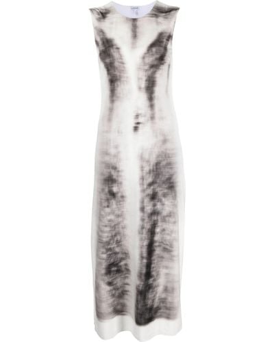 Loewe Trompe L'oeil-print Velvet Dress - Multicolour