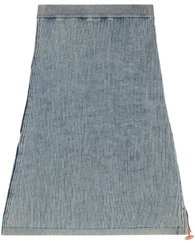 DIESEL Ribbed Midi Skirt With Vintage Wash - Blue