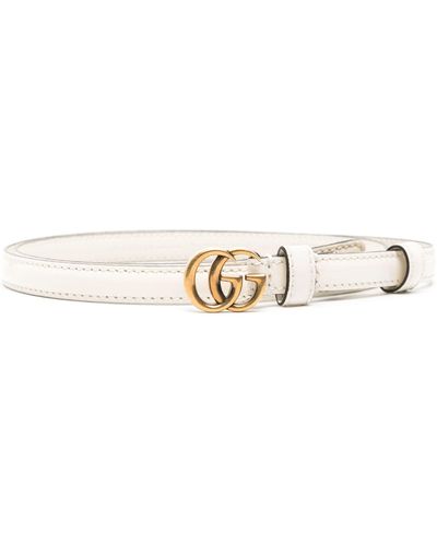 Gucci Double G Thin Leather Belt - White