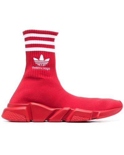Balenciaga X Adidas Speed Sock Trainers - Men's - Rubber/fabric - Red