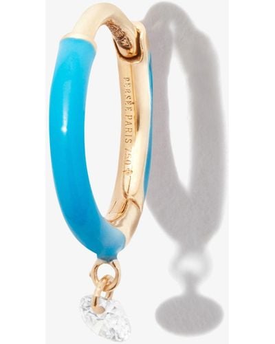 PERSÉE 18k Yellow Diamond Hoop Earring - Blue
