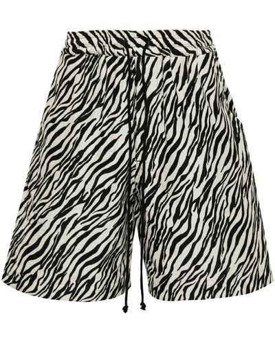 Song For The Mute Black Zebra-print Elasticated-waist Shorts