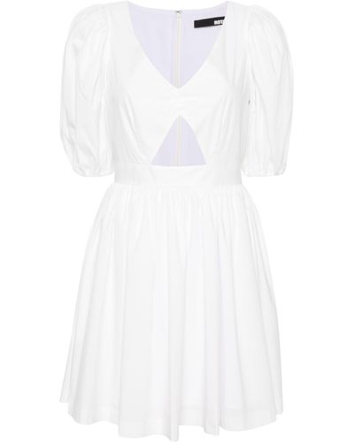 ROTATE BIRGER CHRISTENSEN Ruched-detail V-neck Minidress - Women's - Cotton/polyester/polyamide/elastaneelastane - White