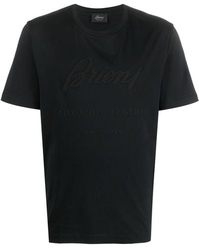 Brioni Logo-appliqué Cotton T-shirt - Black