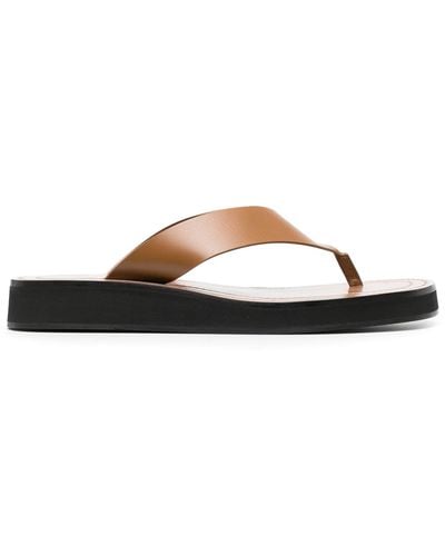 The Row Brown Ginza Leather Platform Sandals - Natural