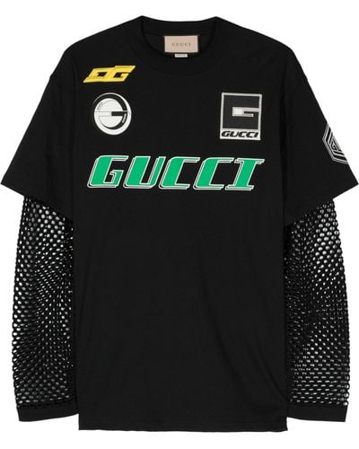 Gucci Layered Cotton T-shirt - Women's - Cotton/polyester - Black