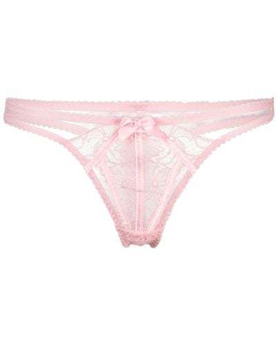 Agent Provocateur Rozlyn Bow-detail Sheer-lace Thong - Pink