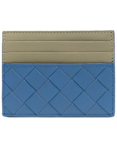 Bottega Veneta Intrecciato Two-tone Leather Cardholder - Men's - Calf Leather - Blue