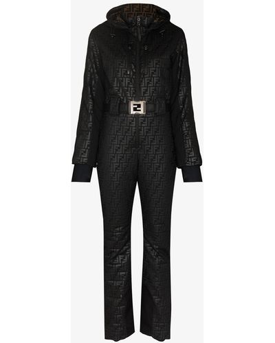 Fendi Ff Monogram Belted Ski Suit - Black