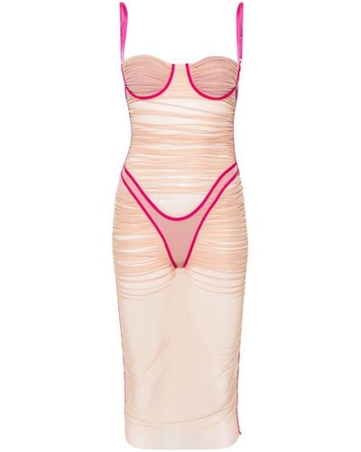 DIESEL Neutral D-haily Semi-sheer Dress - Women's - Elastane/nylon - Pink