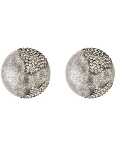 Saint Laurent -tone Crystal Embellished Stud Earrings - Women's - Brass - Metallic