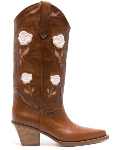 Paris Texas Rosalia 60 Embroidered Boots - Brown