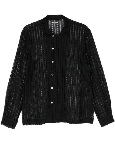 Bode Meandering Lace Cotton Shirt - Black