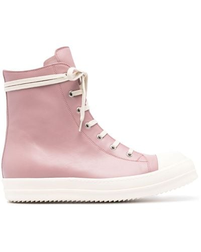 Rick Owens High-Top Leather Trainers - Pink