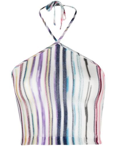 Missoni Multicolor Striped Halterneck Knit Top - Women's - Viscose/cupro/polyester - Blue