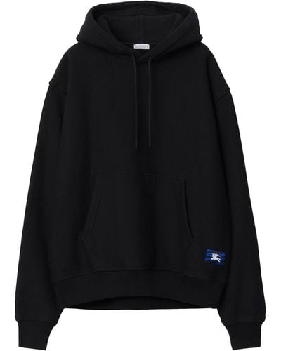 Burberry Logo-appliquéd Cotton Hoodie - Men's - Cotton - Black