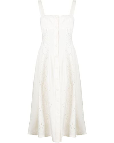 Chloé Sleeveless Broderie-anglaise Midi Dress - White