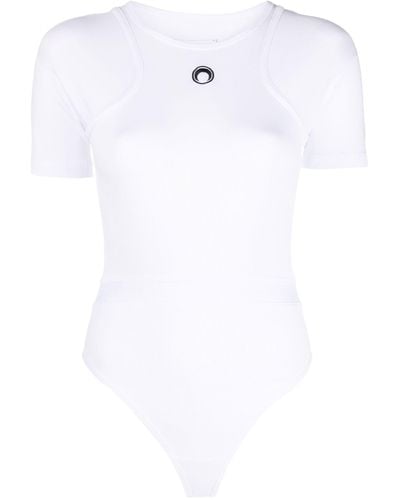 Marine Serre Logo-print Organic-cotton Bodysuit - White