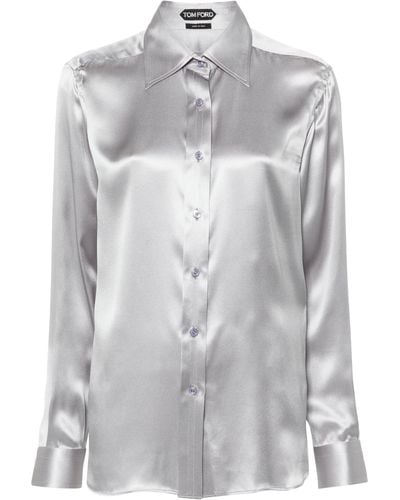 Tom Ford Long-sleeve Silk Shirt - Grey