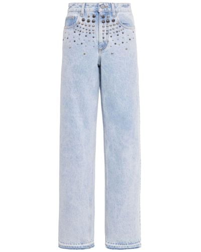 Alessandra Rich Studded Straight Leg Jeans - Women's - Cotton - Blue