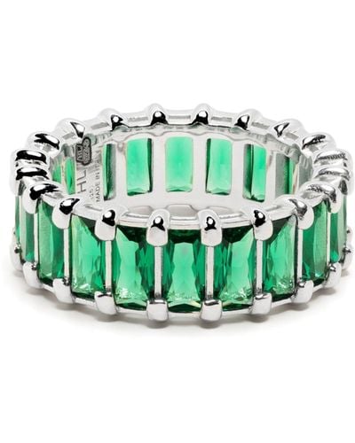 Hatton Labs Sterling Silver Crystal Ring - Men's - Sterling Silver Plated Brass/cubic Zirconia - Green