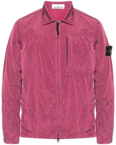 Stone Island Garment Dyed Shirt Jacket - Pink