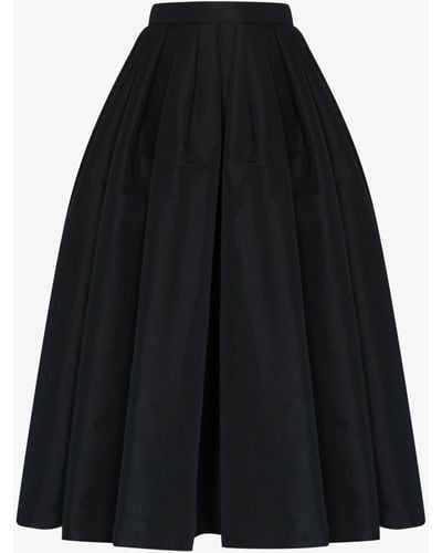 Alexander McQueen Pleated Midi Skirt - Women's - Polyester - Black