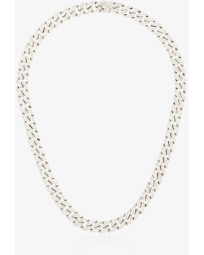 SHAY 18kt White Gold Mini Pavé Diamond Link Necklace - Metallic