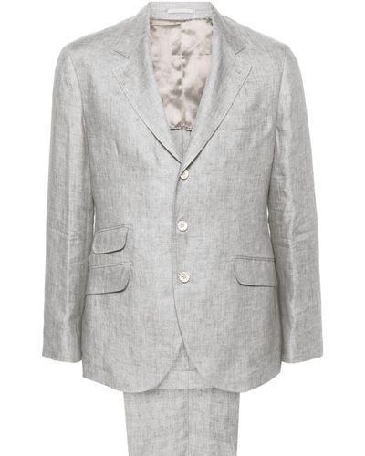 Brunello Cucinelli Single-breasted Linen Suit - Gray