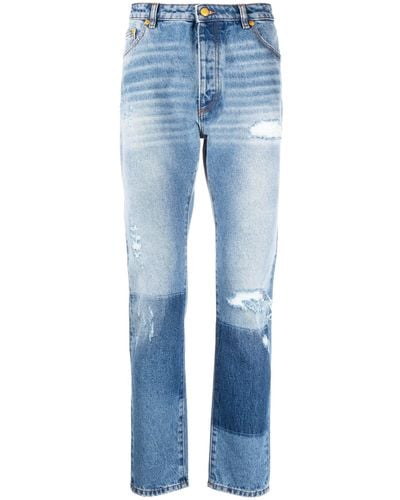 Moncler Genius Ripped-detail Straight-leg Jeans - Blue