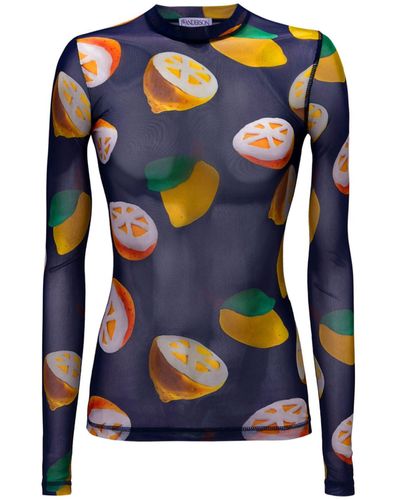 JW Anderson Fruit-print Long-sleeved Top - Unisex - Recycled Polyester/elastane - Blue