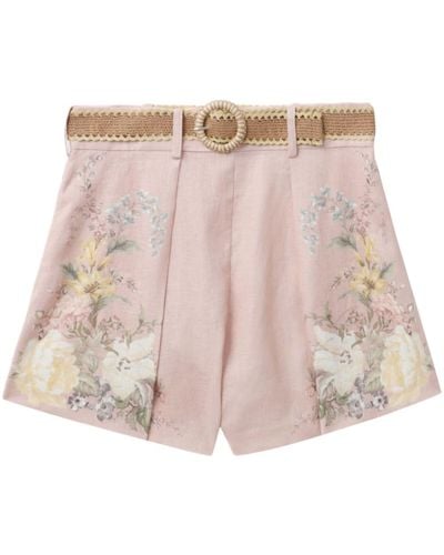 Zimmermann Waverly Linen Mini Shorts - Pink
