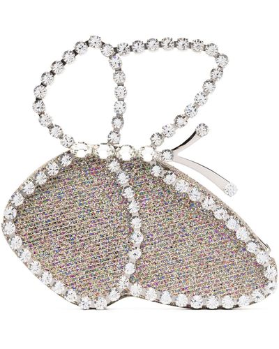 L'ALINGI -tone Butterfly Crystal Clutch Bag - Women's - Glitter/fabric/crystal - White
