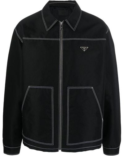 Prada Contrast-stitch Shirt Jacket - Black