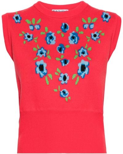 Molly Goddard Rosie Floral-jacquard Cotton Vest - Women's - Cotton - Pink