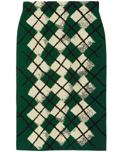 Burberry Argyle-knit Pencil Skirt - Green