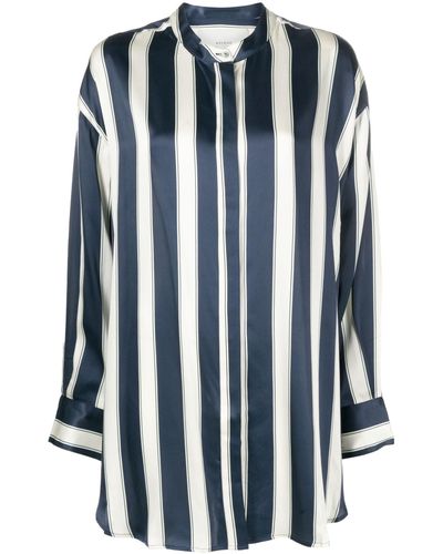 Asceno Mantera Striped Silk Shirt - Blue