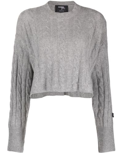 HOMMEGIRLS Cropped Cable-knit Sweater - Gray