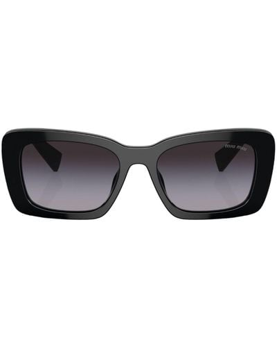 Miu Miu Logo-plaque Square-frame Sunglasses - Black