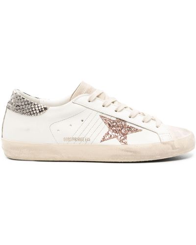 Golden Goose Super-star Leather Trainers - Women's - Rubber/leather/fabric/glitter - White