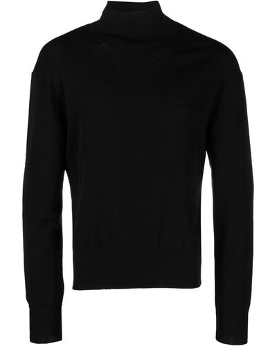 Lemaire Mock-neck Wool Sweater - Black