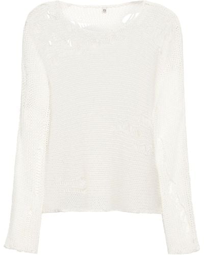 R13 White Boyfriend Distressed Sweater - Women's - Linen/flax/nylon/cotton
